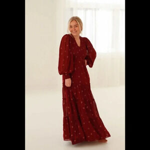 byTiMo Long Sleeve Smocked Georgette Maxi Dress. Sz: S